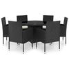 vidaXL Garden Dining Set Black PE Rattan Fits 6 People