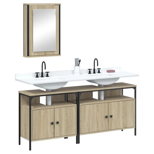 vidaXL Bathroom Furniture Set Sonoma Oak