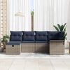 vidaXL Garden Sofa Set with Cushion 6 pcs Grey and Navy Poly Rattan