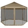 vidaXL Hexagonal Pop-Up Marquee with Sidewalls 11.8x10.2' Taupe 2.41 oz/ft²
