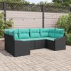 vidaXL Garden Sofa Set 6 pcs Black and Turquoise Poly Rattan