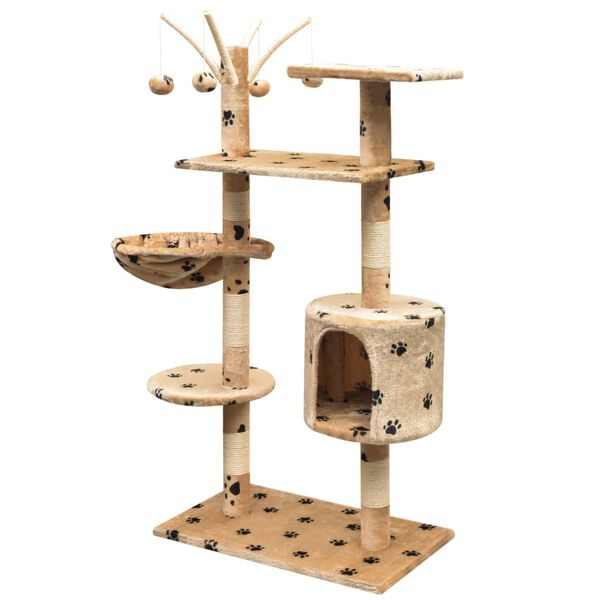 vidaXL Cat Tree Beige with black paw prints