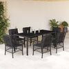 vidaXL Garden Dining Set Black PE rattan 7 Piece Set Removable Covers