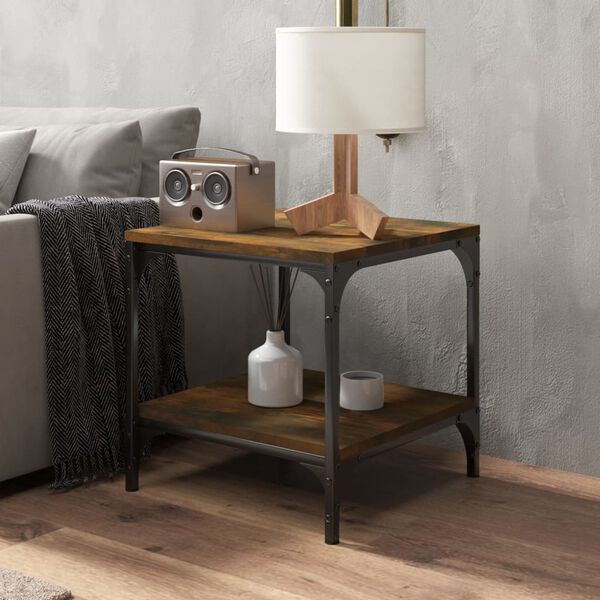 vidaXL Side Table Set of 2 Smoked Oak Engineered wood, steel