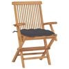 vidaXL Garden Chair Set of 8 Anthracite, Teak Solid Teak Wood, Polyester