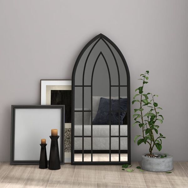 vidaXL Mirror Black Iron, Glass 39.4 x 17.7 in Mirror Mirror Other