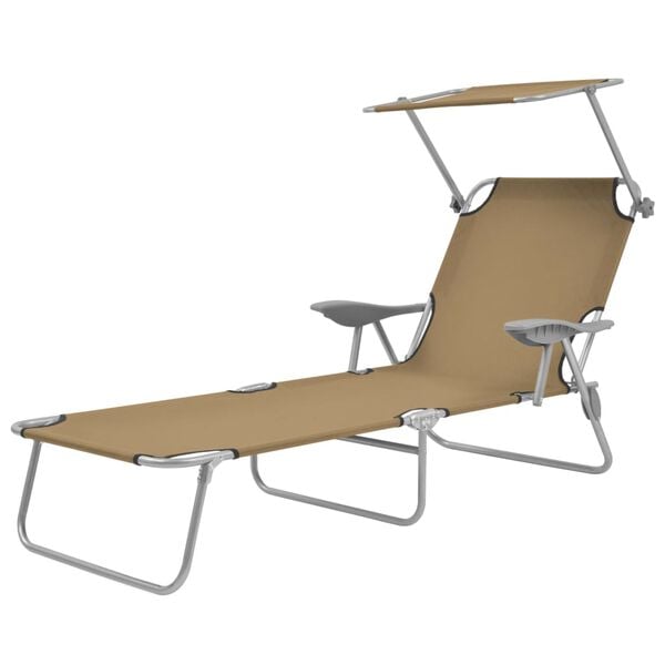 vidaXL Sunlounger Taupe Powder-coated steel, Oxford fabric Medium