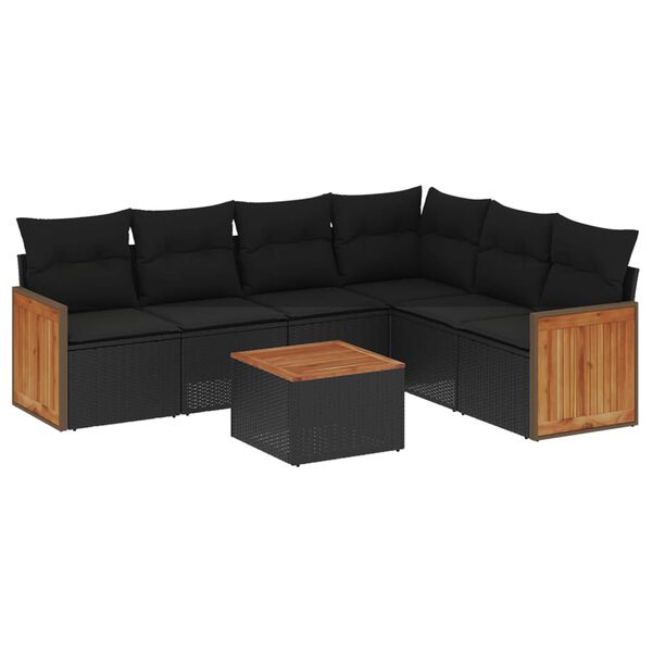 vidaXL Garden Sofa Set Black