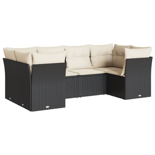 vidaXL Garden Sofa Set Black and Cream