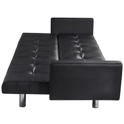 vidaXL Sofa Bed with Armrest Black Artificial Leather