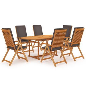 vidaXL Garden Dining Set Cream white Teak wood, fabric (100% polyester)