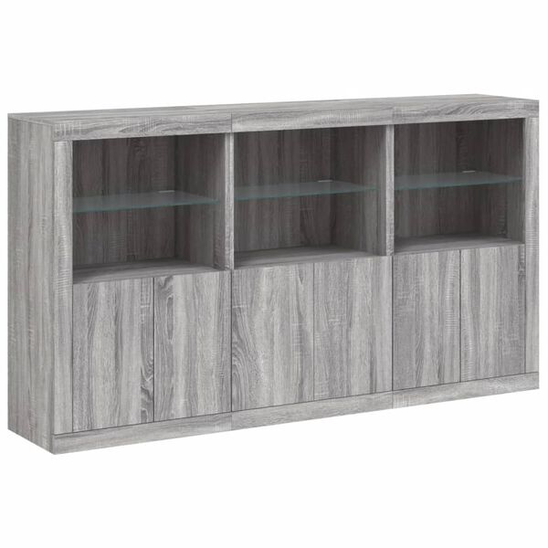 vidaXL Sideboard Grey sonoma Engineered wood, glass Large Sideboard