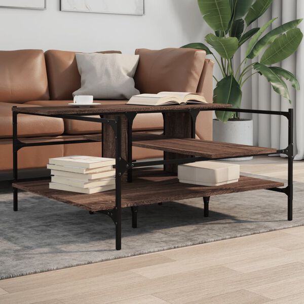 vidaXL Coffee Table Brown Oak Engineered wood, powder-coated steel Medium