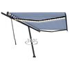 vidaXL Retractable Awning Blue and White Powder-coated aluminum Large