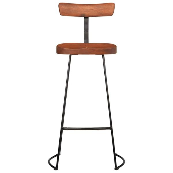 vidaXL Bar Stool Set of 2 Brown Solid mango wood, Iron Medium Footrest