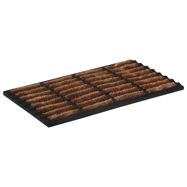 vidaXL Door Mat Black and Brown Rubber and Coir 17.7 x 29.5 in Non-slip
