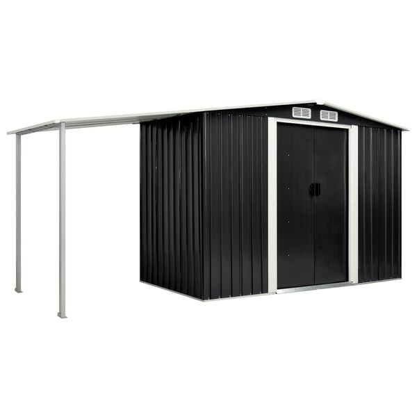 vidaXL Garden Shed Anthracite Galvanized Steel Large Sliding Components