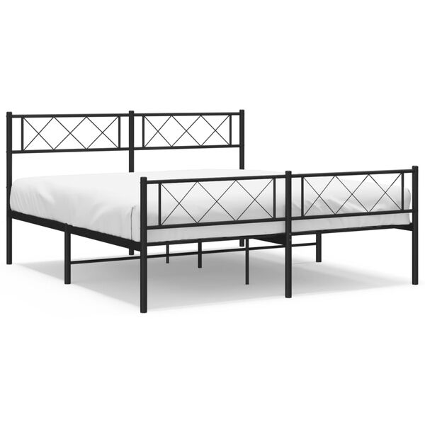 vidaXL Metal Bed Frame Black Powder-coated steel 55.1 x 74.8 in
