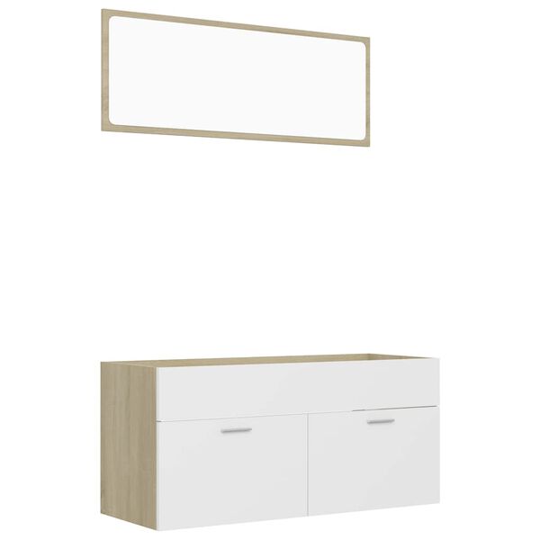 vidaXL Bathroom Furniture Set White and sonoma oak Engineered wood, acrylic