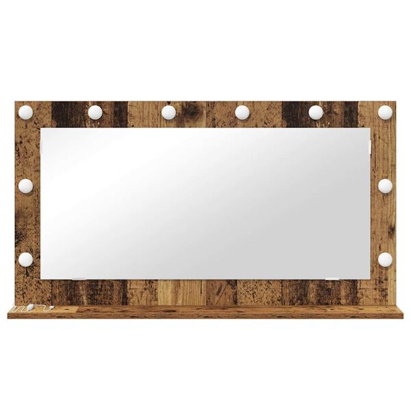 vidaXL Vanity Mirror with LED Strip Lights Old Wood 100 x 55 x 18 cm
