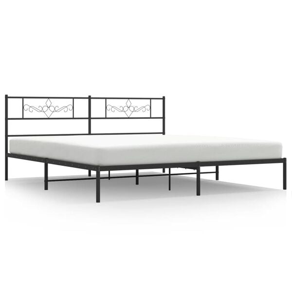 vidaXL Bed Frame Black Powder-Coated Steel Super King Bed Frame