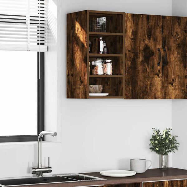 vidaXL Hanging Cabinet Smoked Oak Engineered wood 11.8x11.6x23.6 in