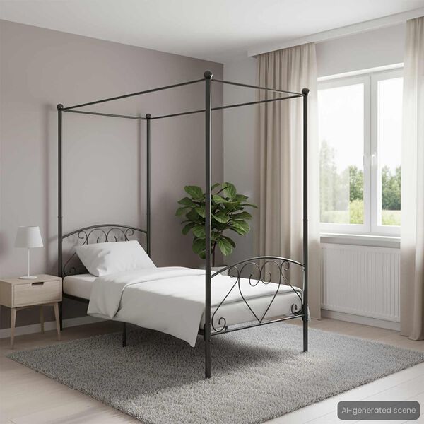 vidaXL Bed Frame Grey Metal Double Durable Bed Frame Rectangular