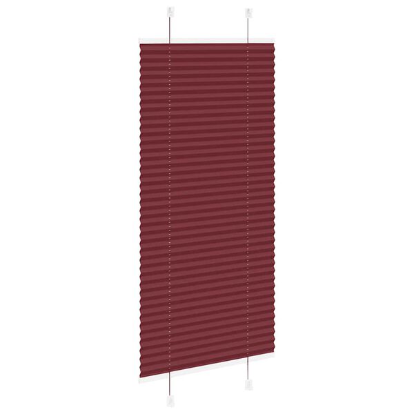 vidaXL Pleated Blind Bordeaux Red 100% Polyester 25.6 x 59.1 in