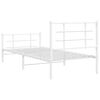 vidaXL Bed Frame White Powder-Coated Steel Twin Metal Bed Frame