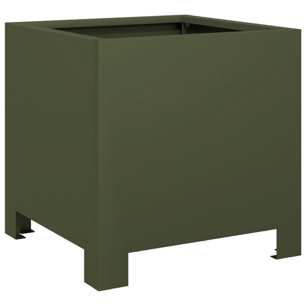 vidaXL Garden Planter Olive Green Steel 11.8x11.8x11.8 in Garden Planter