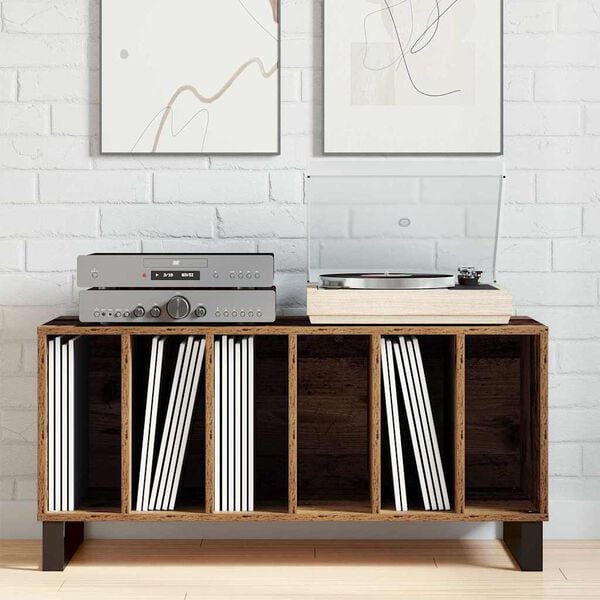 vidaXL Record Cabinet with Shelf Old wood 39.37 x 14.96 x 18.90 in