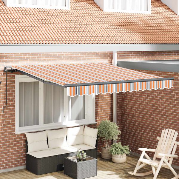 vidaXL Retractable Awning Manual Multicolour 137.80 x 98.43 in