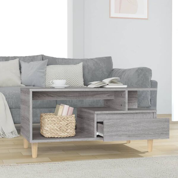 vidaXL Coffee Table Gray Sonoma Engineered wood, solid eucalyptus wood