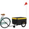 vidaXL Bike Trailer Black and Yellow 99.2 lb Iron