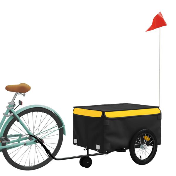 vidaXL Bike Trailer Black and Yellow 99.2 lb Iron