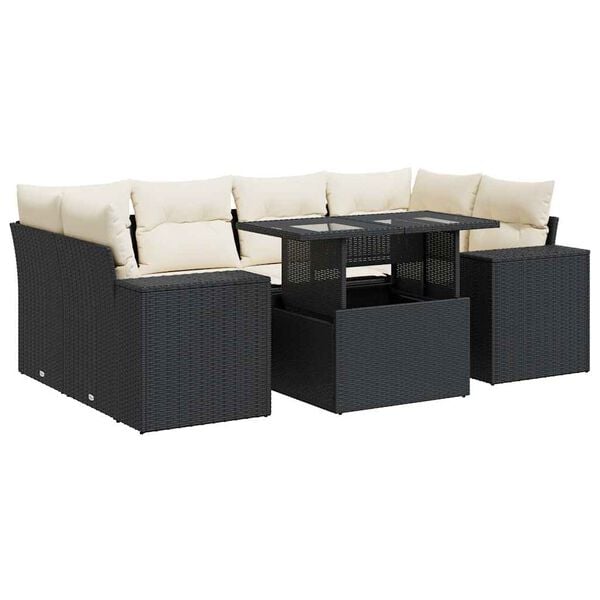 vidaXL Garden Sofa Set Black and Cream White