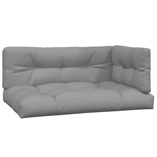 vidaXL Pallet Sofa Set Grey, Natural Wood Solid Acacia wood, 100% polyester