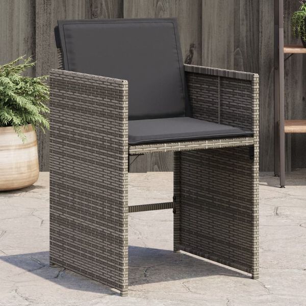 vidaXL Patio Chair Gray PE rattan Standard Foldable Patio Chair