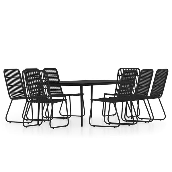 vidaXL 9 Piece Patio Dining Set Black
