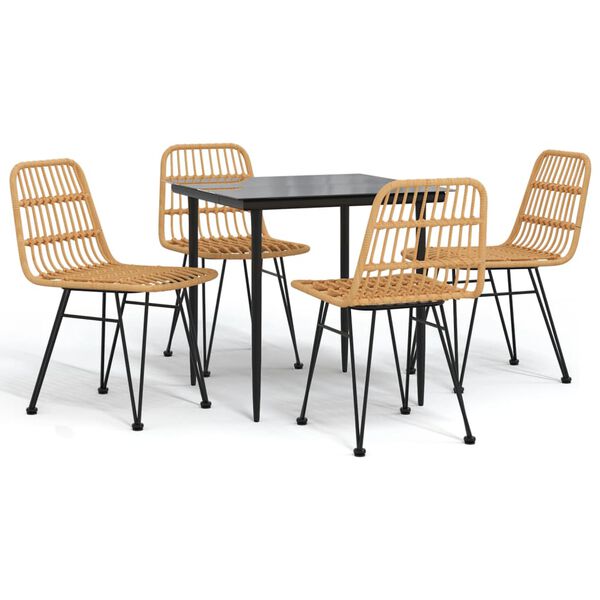 vidaXL Garden Dining Set Black