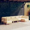 vidaXL Garden Lounge Set Cream and Natural Pine