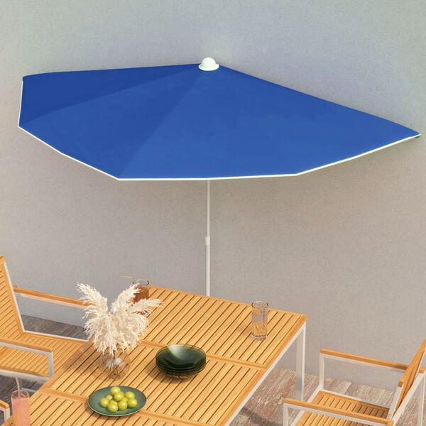 vidaXL Garden Parasol Azure Blue 100% polyester, steel 70.9 x 35.4 in