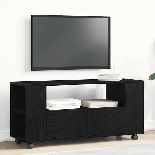 vidaXL TV Cabinet Black Oak Engineered Wood Medium TV Cabinet