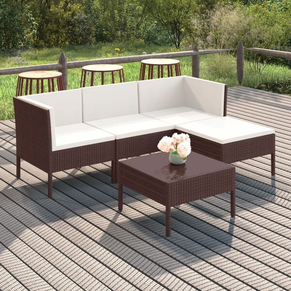 vidaXL Garden Lounge Set Brown PE rattan Medium Seats Many