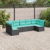 vidaXL Garden Sofa Set Black, Blue PE Rattan, Powder-coated steel, Polyester