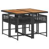 vidaXL Garden Dining Set Black PE rattan 4-seater Foldable