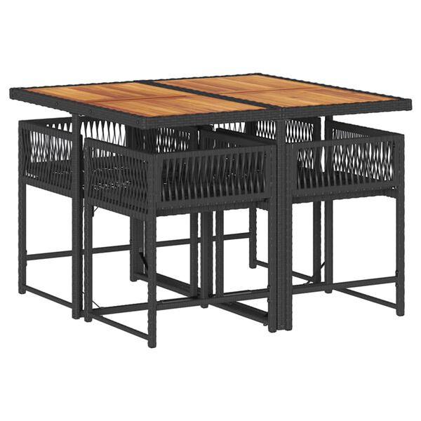vidaXL Garden Dining Set Black PE rattan 4-seater Foldable
