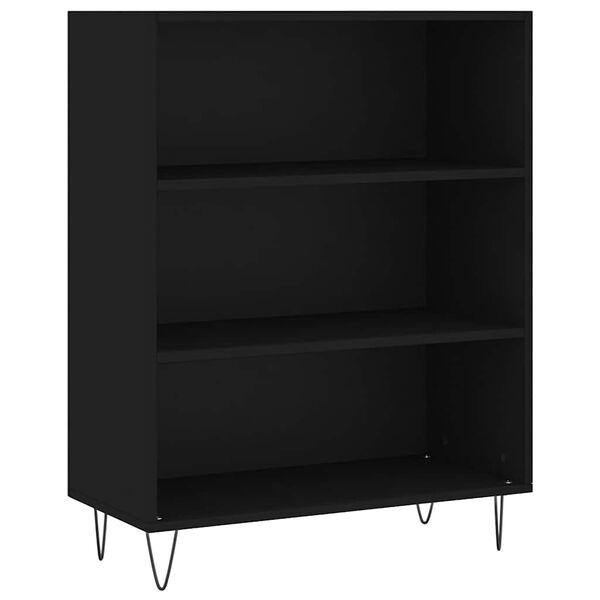 vidaXL Bookcase Black Engineered wood and metal Medium Bookcase
