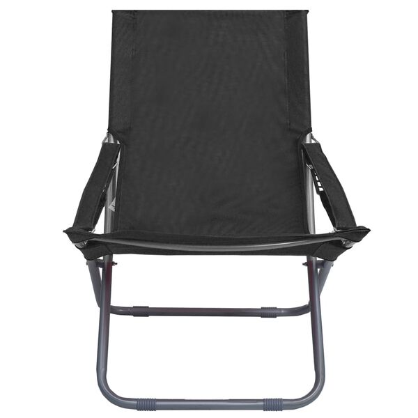 vidaXL Folding Beach Chairs 2 pcs Fabric Black