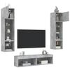 vidaXL 6 Piece TV Wall Units with LED Concrete Gray Engineered Wood